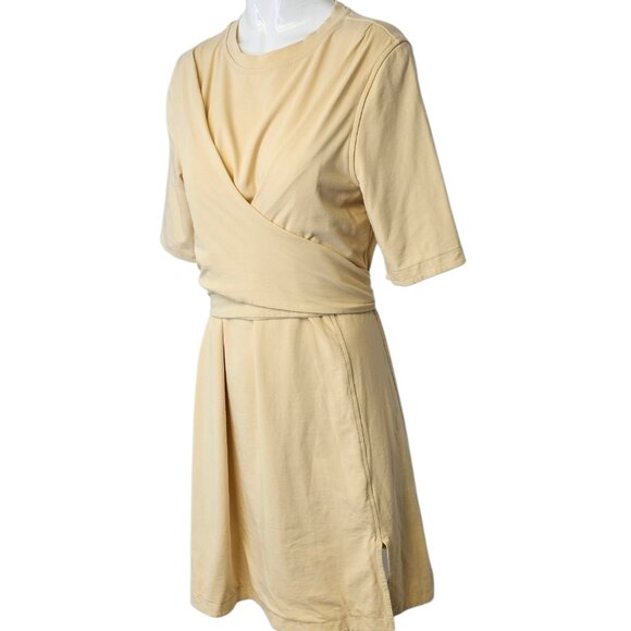 Lululemon Cotton Wrap-Front T-Shirt Dress Prosecco, Yellow, Stretch, Size 8 - Picture 2 of 7